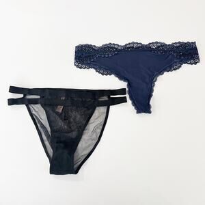 [Victoria's Secret] Very Sexy Lace Black Mesh Panties Underwear Size Large L NWT